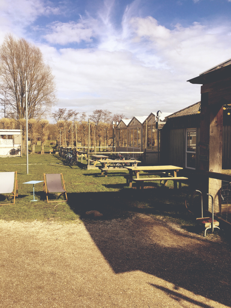 Picknicktafels bij de tuin van de smid